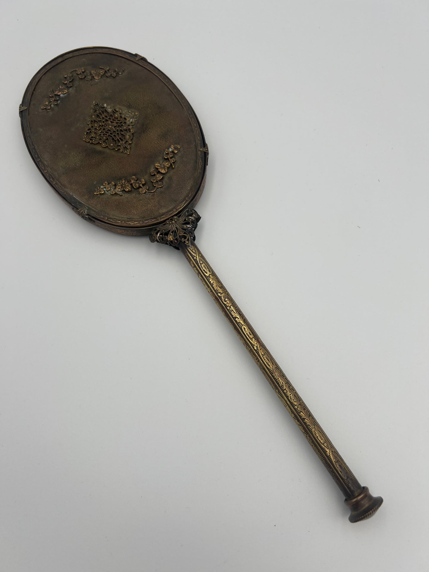 Antique Ornate Brass Victorian Hand Mirror