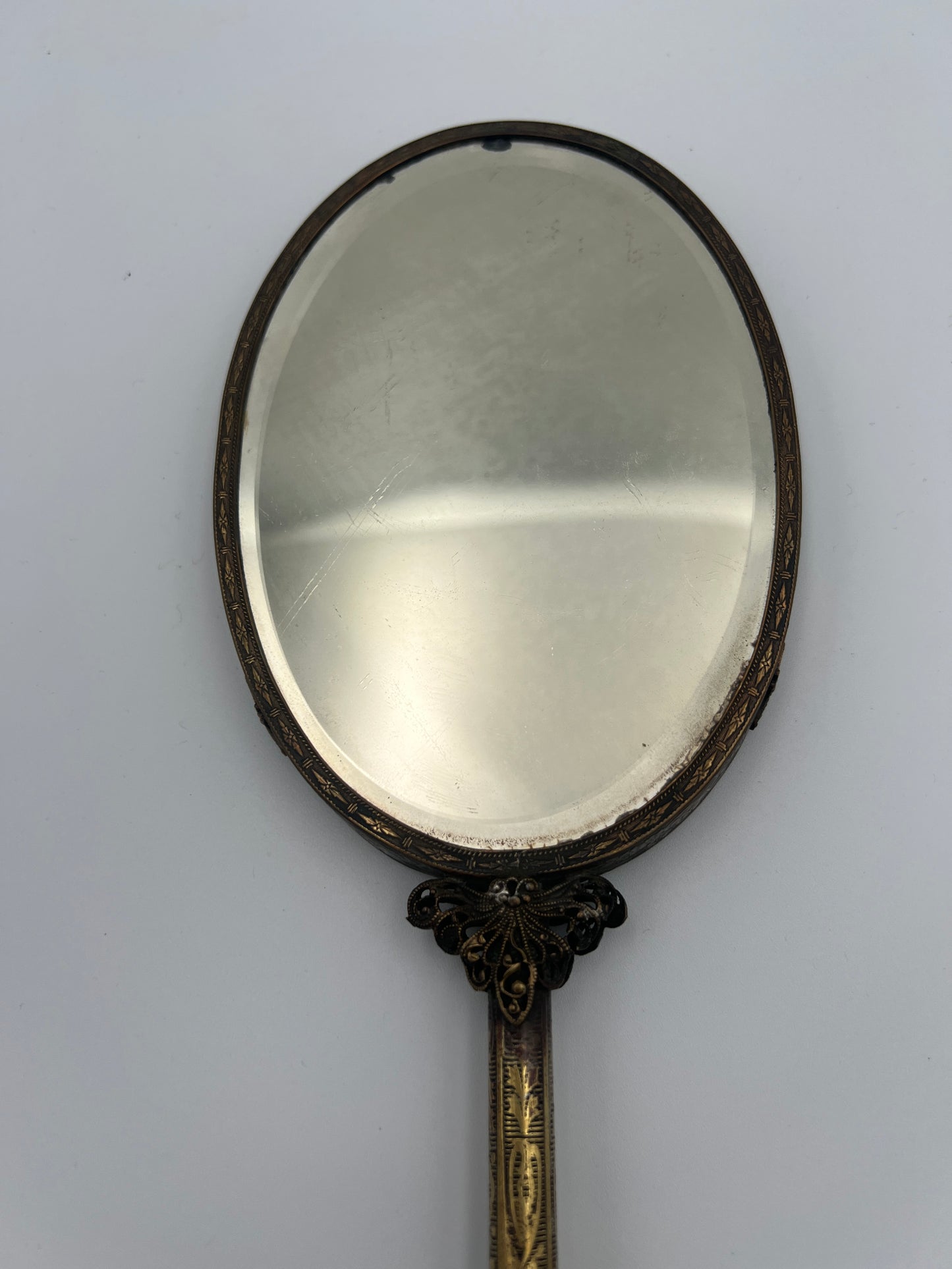 Antique Ornate Brass Victorian Hand Mirror