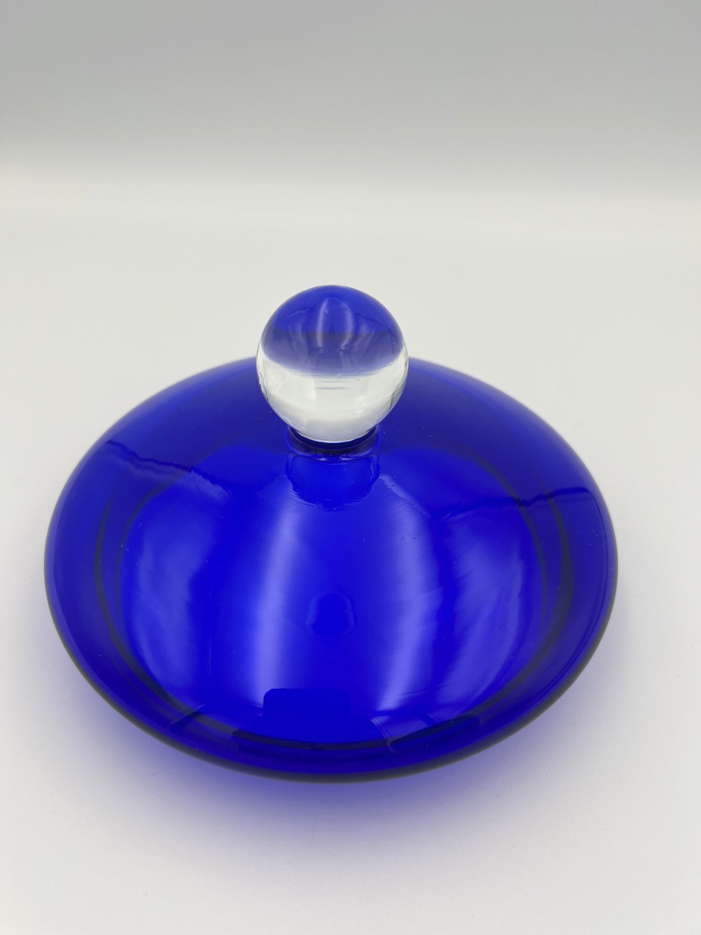 Vintage Art Deco Cobalt Clear Apothecary Jar or Candy Dish