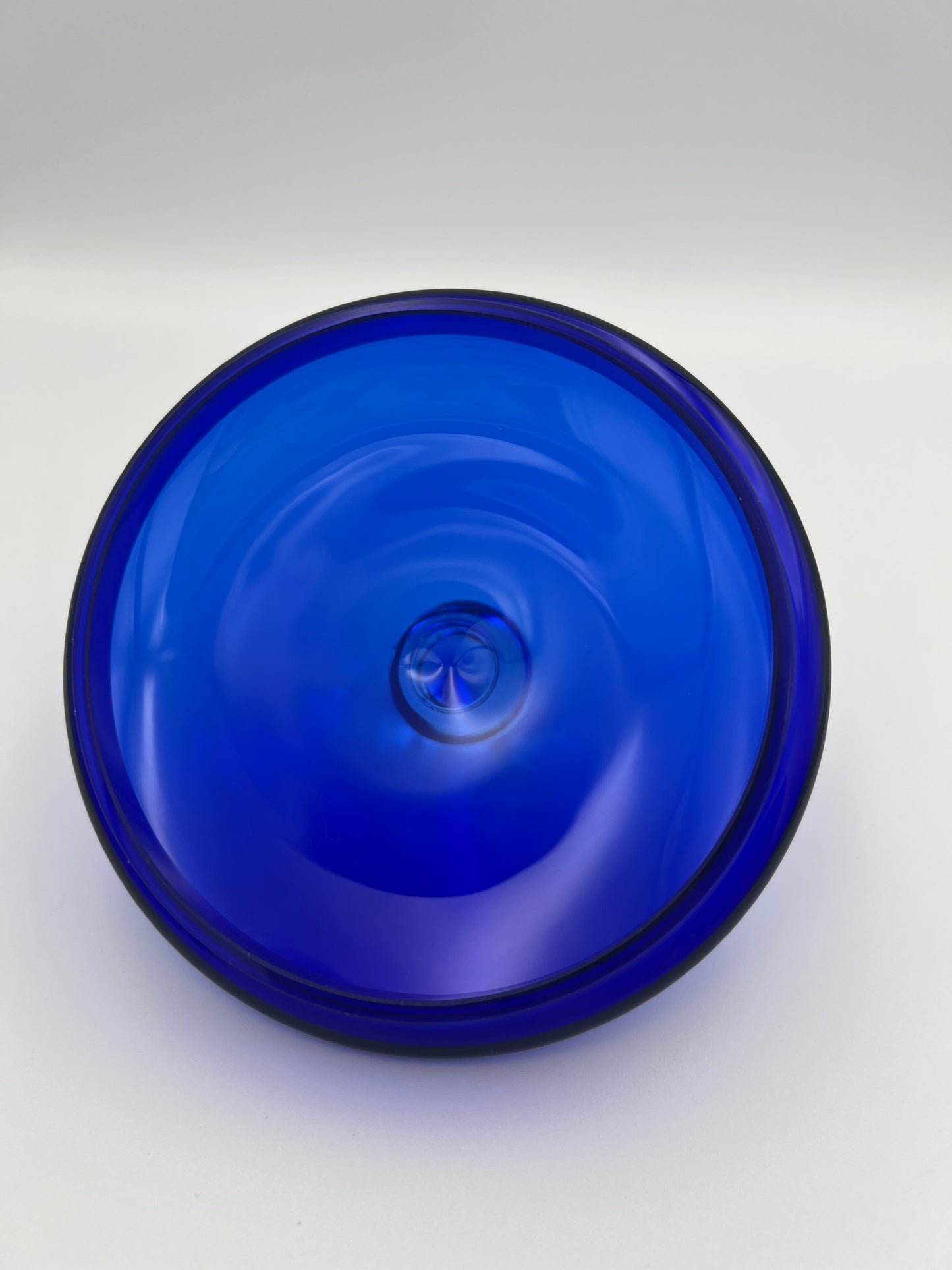 Vintage Art Deco Cobalt Clear Apothecary Jar or Candy Dish