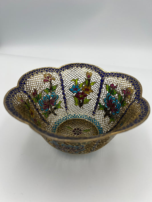 Vintage Chinese Plique-A-Jour Bowl