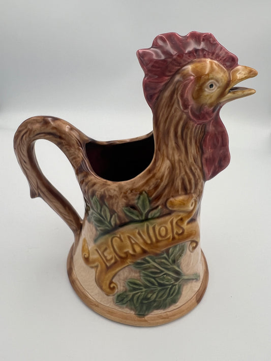 Vintage French Majolica Rooster Pitcher