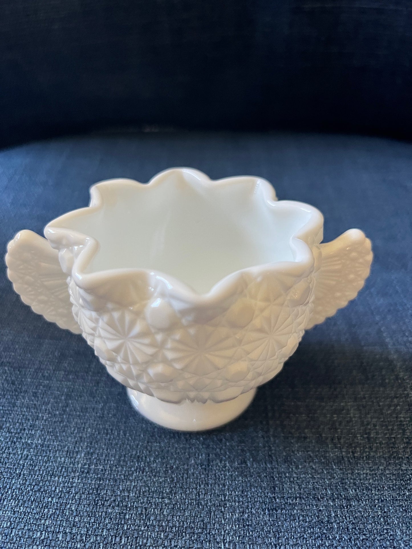 Vintage Fenton Milk Glass Daisy and Button Creamer and Sugar
